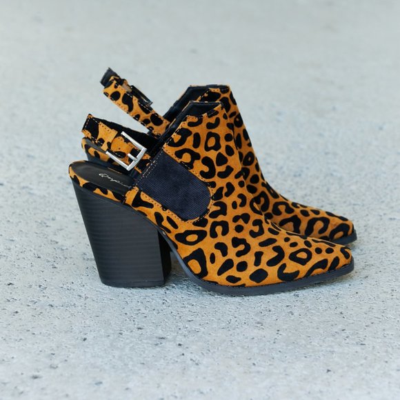 Qupid Leopard Open Heel Booties - Picture 6 of 7
